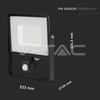 Kép 7/9 - V-TAC Led mozgásérzékelős reflektor 50W SAMSUNG chip 4000K fekete színű