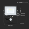 Kép 12/12 - V-TAC Led mozgásérzékelős reflektor 20W SAMSUNG chip 3000K fekete színű