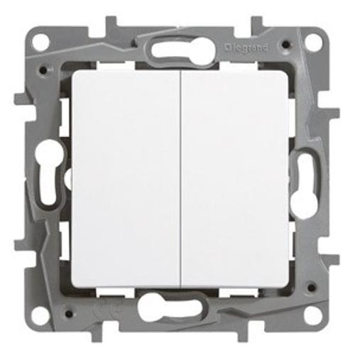 LEGRAND NILOÉ 764502 DUPLA VÁLTÓÉRINTKEZŐS KAPCSOLÓ (106+6), FEHÉR BURKOLATTAL KERET NÉLKÜL, SÜLLYESZTETT 10A 250V