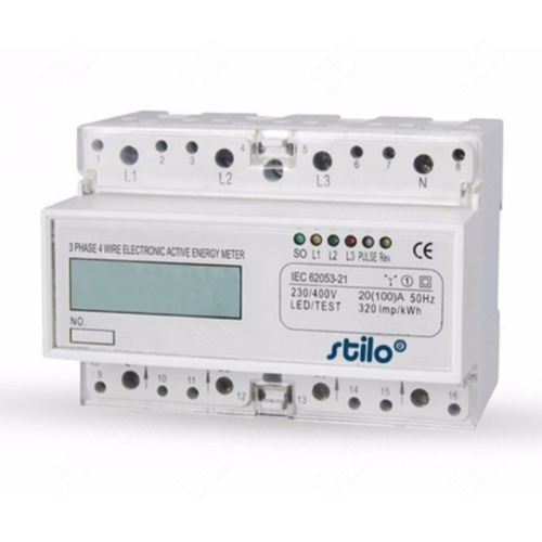 STILO STI491 - Almérő háromfázisú 20-100 A-ig fázisonként, digitális, sínre 7 modul, direkt mérő