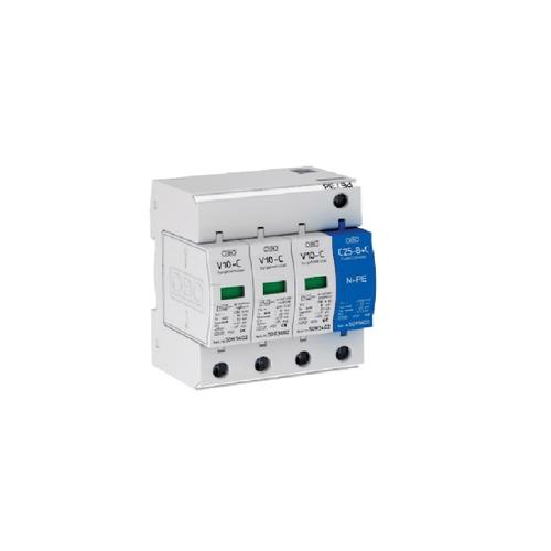 OBO-BETTERMANN Túlfeszültség-levezető kombi T2+T3 3+1P T2 TN-S TT 230V/AC 230V/DC V10 COMPACT 255