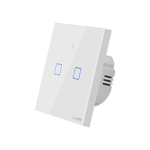 Sonoff TX T1 EU 2C WiFi + RF vezérlésű, távvezérelhető, érintős dupla/csillár villanykapcsoló (fehér)