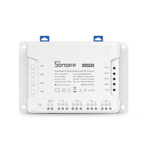 Sonoff 4CH PRO (R3) internetről távvezérelhető, WiFi-s és RF-es időzíthető kapcsoló relé négy áramkörhöz