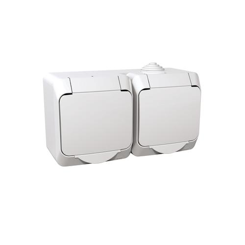 Schneider CedarPlus 162/2 dugalj földelt gyerekzárral fehér IP44 falonkívüli