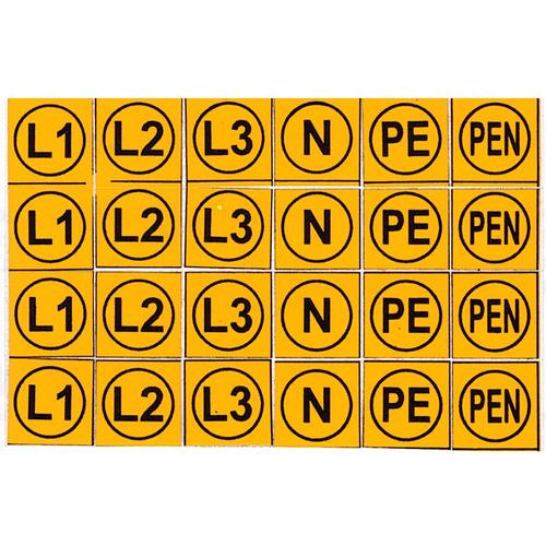 Matrica 100x60mm Sín jelölő (4sor/ív) (L1,L2,L3 N,PE,PEN)